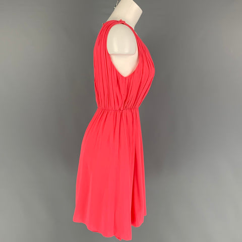 ALICE + OLIVIA Taille S Robe trapèze plissée en soie corail