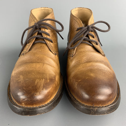FRYE Size 10.5 Tan Antique Leather Lace Up Boots