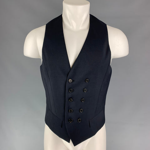NEIL BARRETT Size 38 Black Pinstripe Wool Double Breasted Vest