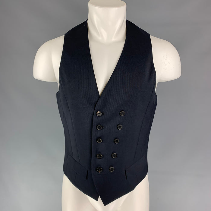 NEIL BARRETT Size 38 Black Pinstripe Wool Double Breasted Vest