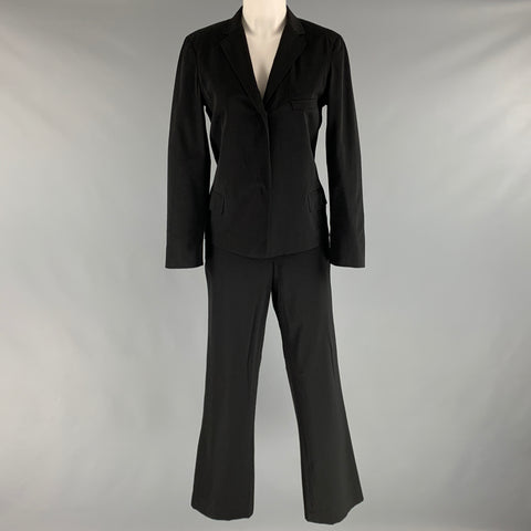 JIL SANDER Taille 6 Costume pantalon simple boutonnage en soie noire