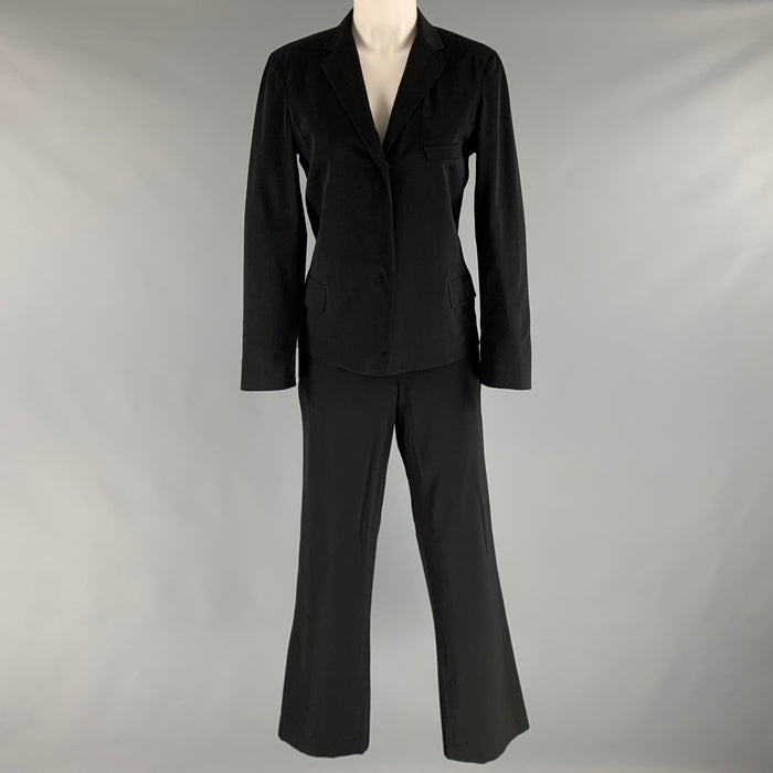 JIL SANDER Size 6 Black Silk Single Breasted Pants Suit