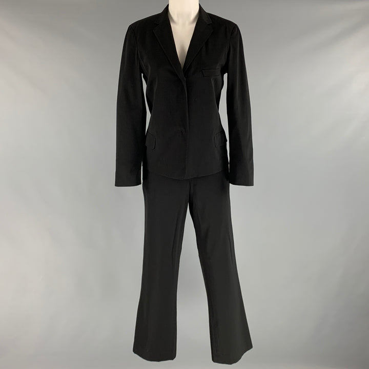 JIL SANDER Size 6 Black Silk Single Breasted Pants Suit