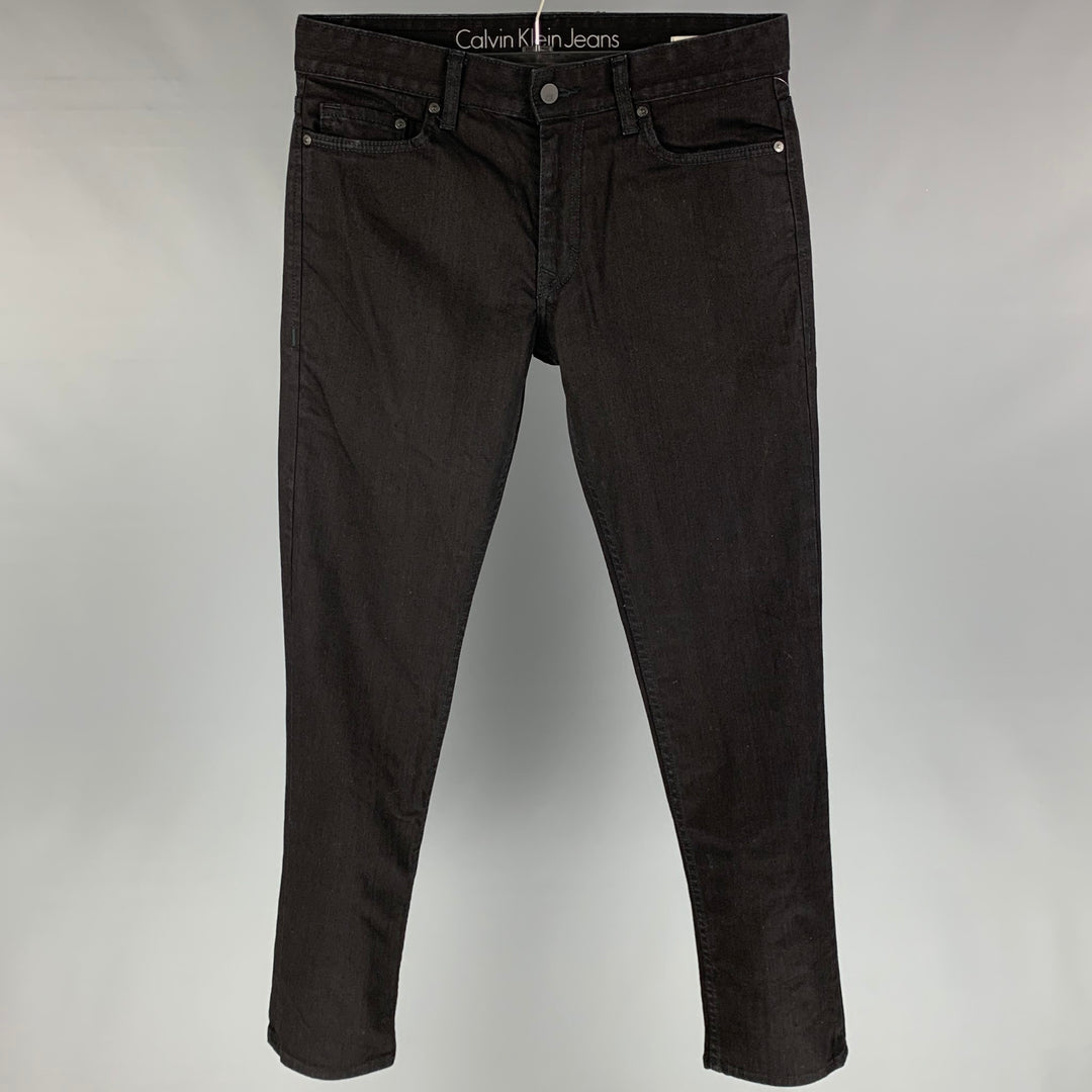 CALVIN KLEIN Taille 31 Jean slim en coton noir avec braguette zippée