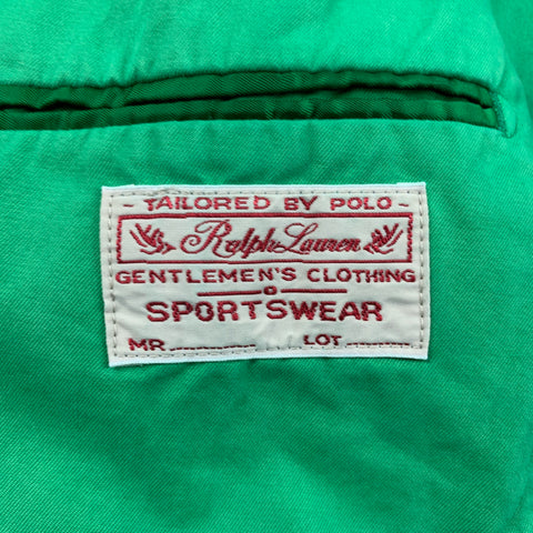 POLO by RALPH LAUREN Size 38 Regular Green Cotton Notch Lapel Sport Coat
