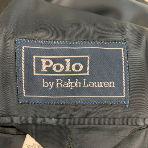 POLO by RALPH LAUREN Size 44 Regular Navy & Black Green Plaid Virgin Wool Tuxedo Sport Coat