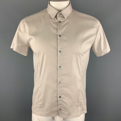 PATRIZIA PEPE Camisa de manga corta con botones en mezcla de algodón color marfil Talla L