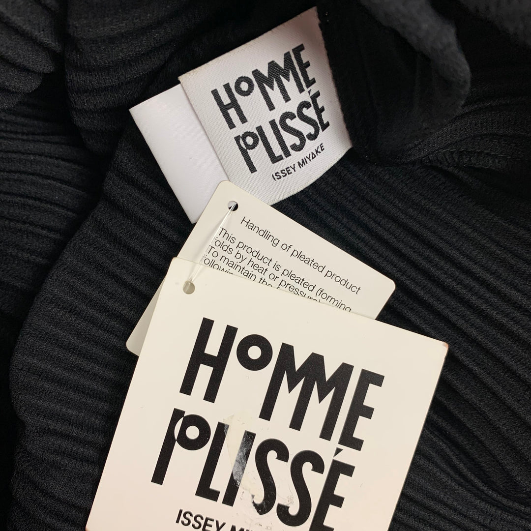 ISSEY MIYAKE HOMME PLISSE Taille L Chemise manches courtes en polyester plissé noir