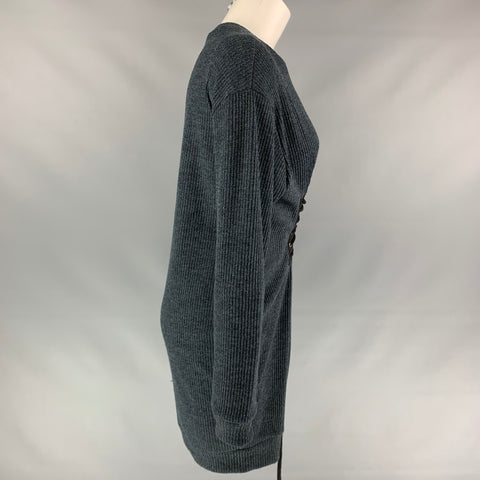 WAYF Size S Dark Blue Ribbed Knitted Polyester Dress