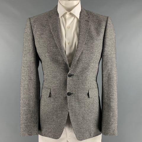 BURBERRY LONDON Size 42 Black White Houndstooth Cotton Blend Sport Coat