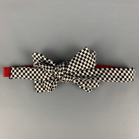 TURNBULL & ASSER Black White Checkered Silk Bow Tie