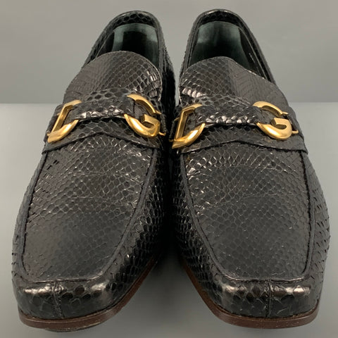 DOLCE & GABBANA Size 7 Black Textured Leather Slip On Loafers