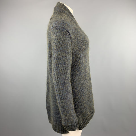 JIL SANDER Size 10 Blue & Green Cashmere Blend Chunky Oversized Cardigan