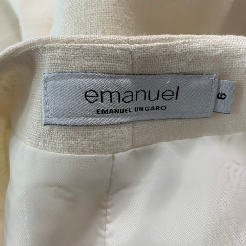 EMANUEL UNGARO Size 6 Cream Linen Nautical Dress Pants