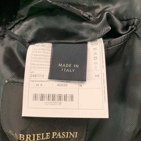 GABRIELE PASINI Size 42 Black Velvet Acetate Rayon Notch Lapel Suit