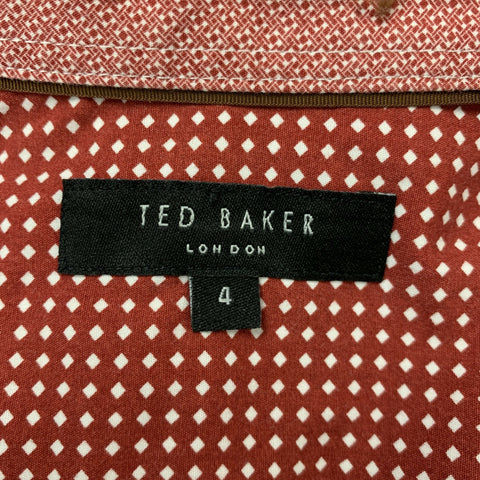 TED BAKER Size L Red Pink Dots Cotton Long Sleeve Shirt