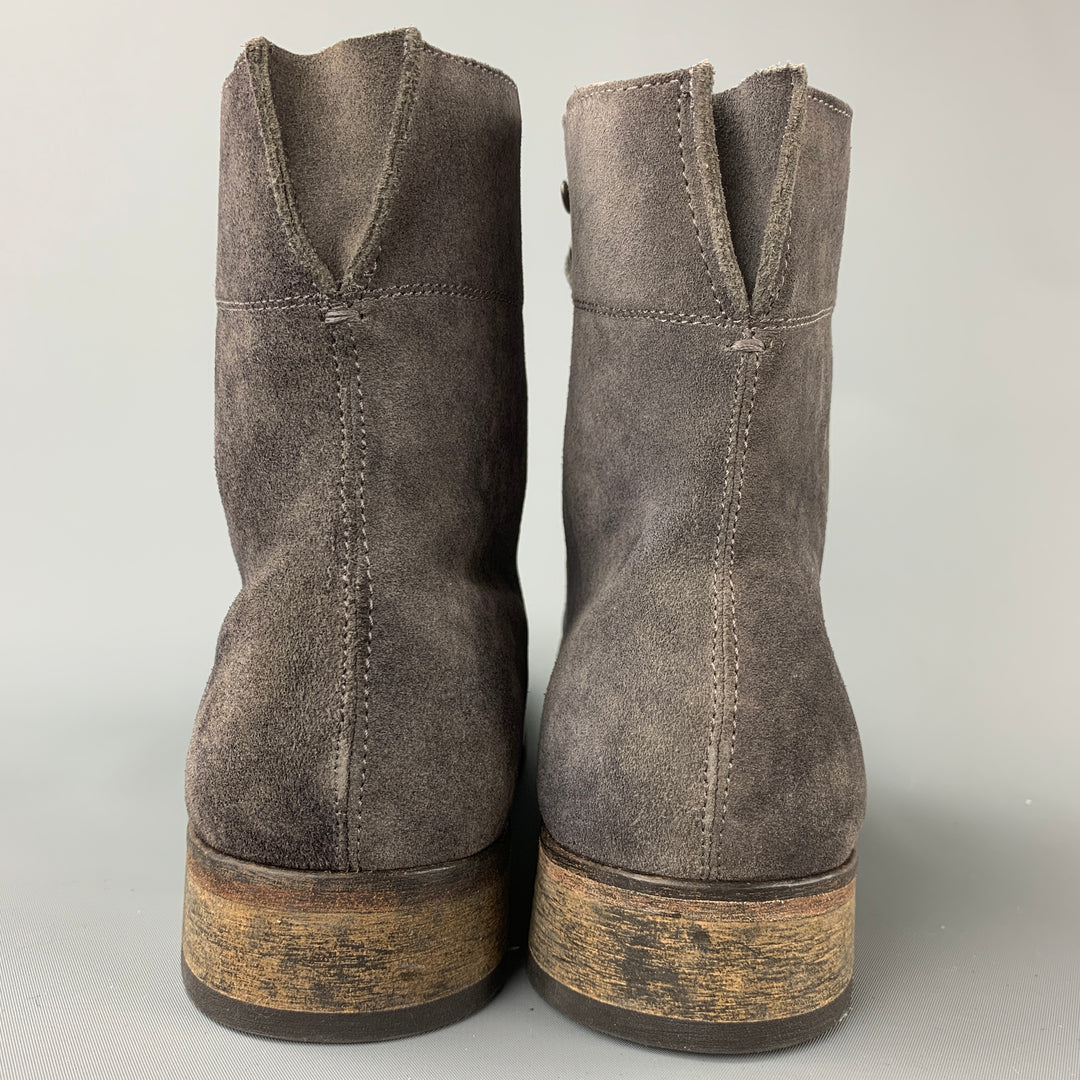 JOHN VARVATOS Size 10 Grey Suede Lace Up Ankle Boots – Sui  display picture 2