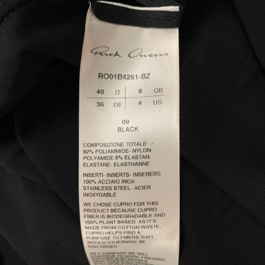 RICK OWENS FOGACHINE 22 Size 4 Black Polyamide Long Sleeve Blouse