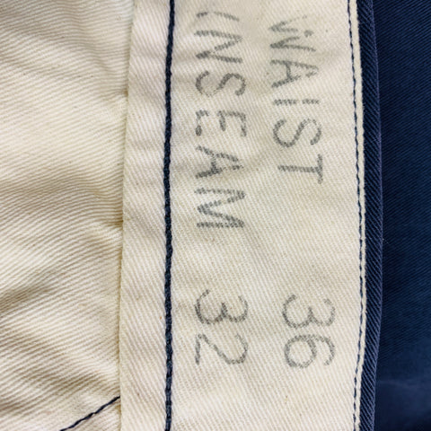 RRL by RALPH LAUREN Size 36 Navy Wash Cotton Elastane Button Fly Casual Pants