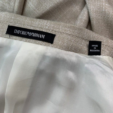 EMPORIO ARMANI Size 44 Cream Black Viscose Blend Peak Lapel Sport Coat