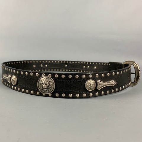 Vintage VERSUS by GIANNI VERSACE Size 38 Black Studded Leather Belt
