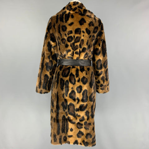 STAND STUDIO Size XS Tan Black Brown Modacrylic Faux Fur Alexandra Coat