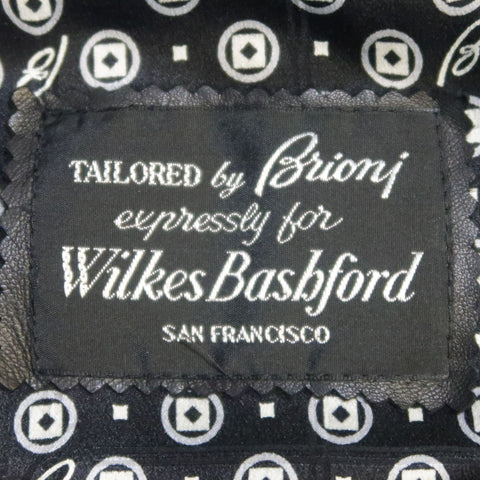 WILKES BASHFORD tailored by BRIONI US 48 Black Solid Silk Long Trench Coat