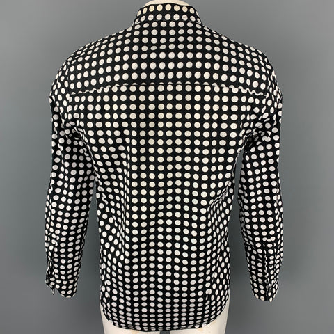 KIDROBOT Size L Black & White Polka Dot Cotton Button Down Long Sleeve Shirt