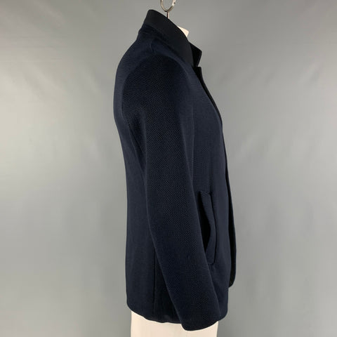 ARMANI COLLEZIONI Size 42 Navy Black Textured Jacket