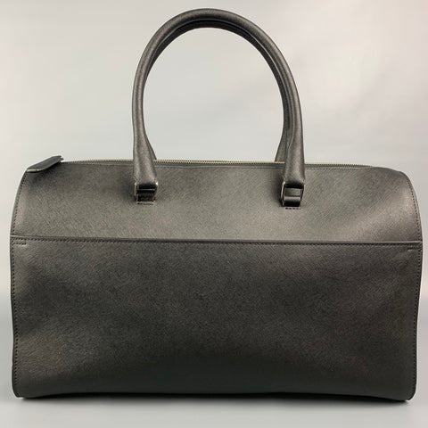 ROYCE Black Textured Leather Handmade Weekender Bag
