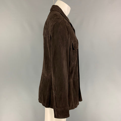 GIORGIO ARMANI Size 44 Brown Suede Peak Lapel Jacket