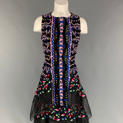 PETER PILOTTO Vestido de cóctel sin mangas bordado de seda multicolor talla M