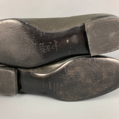 Vintage PRADA Size 6.5 Black Leather Grommet Flats