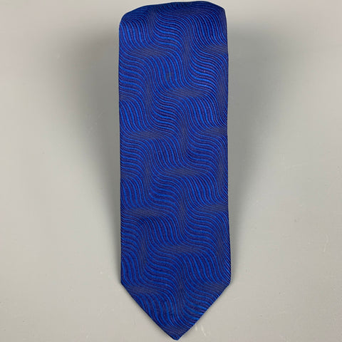 RICHARD JAMES Blue Purple Textured Silk Tie