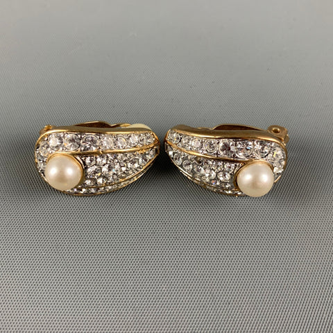 Boucles d'Oreilles Clip VINTAGE Or Strass
