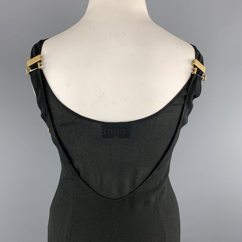 GIANFRANCO FERRE Size 8 Black Crepe Scoop Neck Zip Maxi Dress