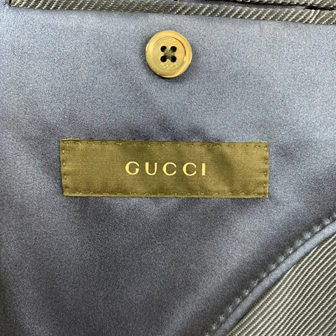 GUCCI Size 36 Regular Blue Cotton Acetate Notch Lapel Suit