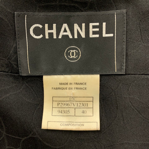 CHANEL Size 8 Black Wool Blend Textured Short Sleeve Jacket