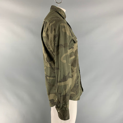SID MASHBURN Size M Olive Camo Button Down Long Sleeve Shirt