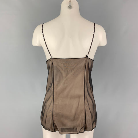 AURORE THIBOUT Size M Black Beige Polyamide Applique Camisole Dress Top