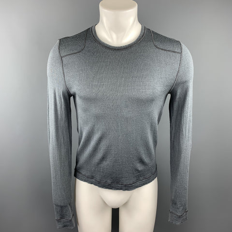 ALLESANDRO DELL' ACQUA Size S Slate Knitted Wool Crew-Neck Pullover