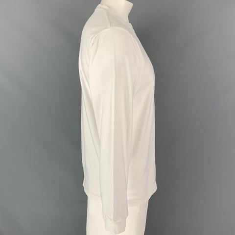 STONE ISLAND Size L White Cotton Long Sleeve T-shirt