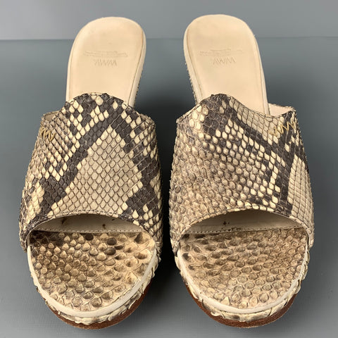 WMV. Size 8 Taupe Beige Phyton Skin Wedge Sandals