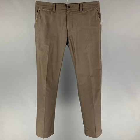 JOHN VARVATOS Size 36 Gray Cotton Polyester Flat Front Casual Pants