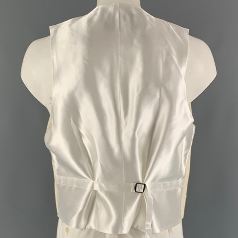 FAVOURBROOK  Size 48 Beige White Solid Wool Double Breasted Vest