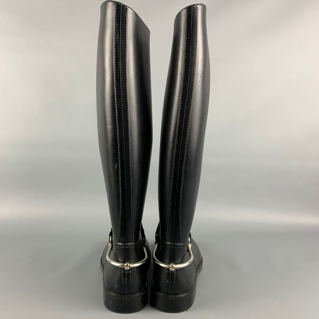 BARNEY'S NEW YORK Size 8 Black Rubber Boots