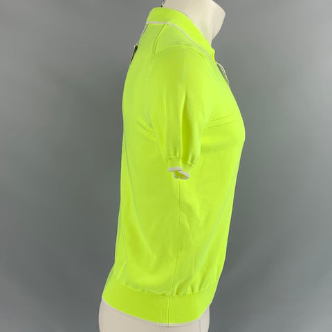 ADAM SELMAN Polo con media cremallera de nailon liso blanco neón talla M