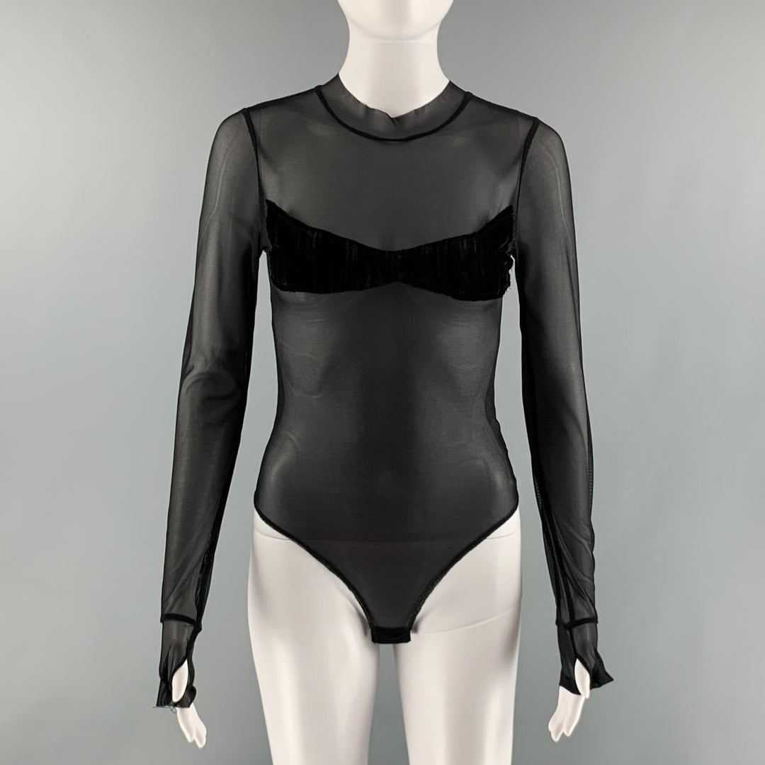 SAMIMIRO VINTAGE Size M Black Nylon Elastane See Through Body suit Dress  Top – Sui Generis Designer Consignment