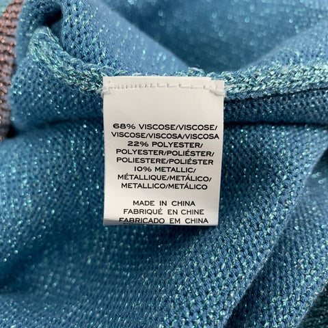 MARC JACOBS Size L Blue Metallic Viscose Blend Short Sleeve Pullover