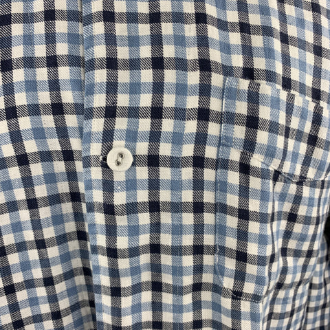 OUR LEGACY Size 40 White & Blue Checkered Plaid Cotton Oversized Shirt